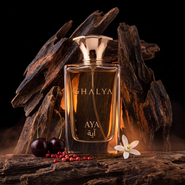 GHALYA AYA eau de parfum styled still life